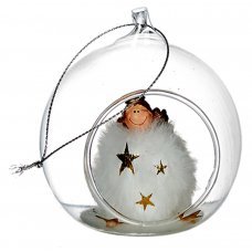 Χριστουγεννιάτικο Γυάλινο Διακοσμητικό με Αγγελάκι (8cm)